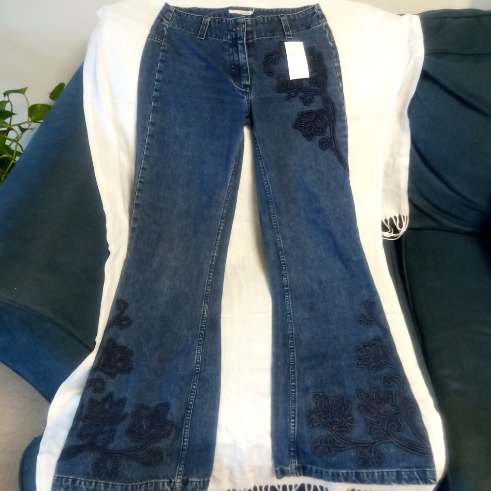 Hennes Size 34 Roses Embroidered Jeans
